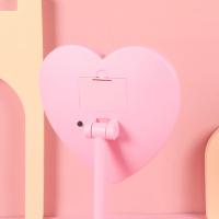 Espejo de maquillaje LED en forma de corazón con iluminación de 3 colores y soporte, espejo de tocador cosmético recargable de escritorio, iluminado portátil - details 2