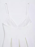 TRAFZA mujeres verano High Street sólido sin mangas Mini vestido ancho Swing decoración cremallera mujeres moda cuello pico Sling vestidos - details 10