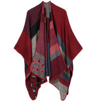 Chal Retro para mujer, capa de Poncho abierta frontal, Cárdigan para otoño e invierno, manta cálida y versátil, capa gruesa de punto de doble cara - details 2
