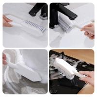 Cepillo de limpieza triangular sin callejón sin salida, cepillo de suelo de cerdas rígidas para colgar con cabeza Triangular, cepillo para huecos de azulejos de cerámica lavable blanco - details 4