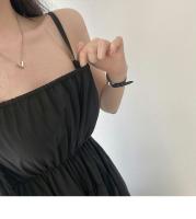 Vestido Largo de Cintura Alta y Delgado Mangas sin Capas Diseño Coreano - details 9