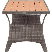 Mesa de Jardín Patio Terraza Balcón Salón Sala de Estar Muebles Mobiliario Soporte Exterior Cocina Ratán Sintético Negro 120x70x66 cm - details 15