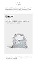 Bolso de Mano Tejido a Mano para Mujeres Lujo Ligero de Verano Blanco con Cuello Dorado - details 6