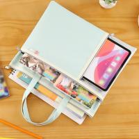 Bolsa de almacenamiento de libros portátil, organizador de archivos de mano de tela Oxford con asa, bolsas de malla con cremallera de gran capacidad para estudiantes - details 2