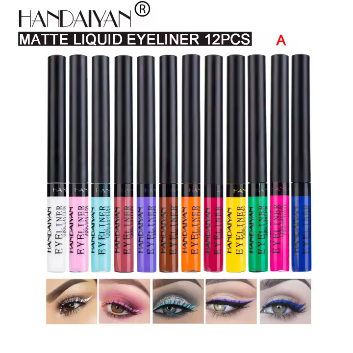 Set de Pluma de Eyeliner Líquido Mate de Secado Rápido Duradero, Resistente a Manchas, Fluorescente UV, 12 Colores Disponibles - 1