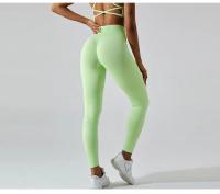 Pantalones deportivos ajustados de secado rápido para mujer, pantalones de Yoga ajustados, pantalones de Yoga de punto sin costuras, pantalones de chándal transpirables antitratamiento para gimnasio y Fitness - details 2