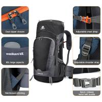 Mochila de 65L, mochila de senderismo resistente al agua con cubierta para la lluvia, mochila de viaje para deportes al aire libre para acampar, escalar y montañismo - details 25