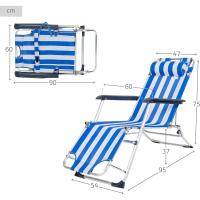 Plegable y reclinable Azul con cojín, 2 Posiciones, Aluminio y textileno, Medidas 47x95x75 cm , Peso máx. 110 Kg, Tumbonas Plegables para Playa, terraza y Camping (62300) - details 9