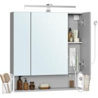 Armario de Baño con Luz LED 16,5 x 70 x 75 cm Toma Corriente Cesta Colgante Soporte para Secador - details 13