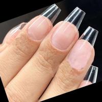 120 unidades/paquete de ataúd puntiagudo para uñas completamente cubierto con uñas postizas transparentes, prensado artificialmente en las uñas de la bailarina larga - details 2