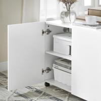 Mesa Auxiliar con 2 Estantes Consola Mesita de Noche con Ruedas Mesa Blanca Mesita 70 x 35 x 60 cm FBT34-W ES - details 30