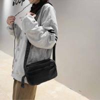 Bolso de lona vaquero Y2K portátil, bolso Vintage de gran capacidad estilo callejero, bolso de compras, bolso cruzado sólido de Color sólido para estudiantes - details 9