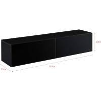 Mueble de TV de pared Evaton de 140 x 33 x 30 cm, mesa de centro flotante, consola de pared blanca de alto brillo. - details 9