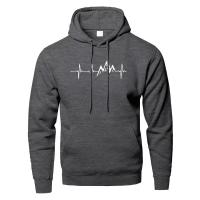 Sudadera De Manga Larga Para Hombre Mountain Heartbeat En Negro Y Gris Deportiva Para Otoño Sudadera Con Capucha Estilizada - details 3