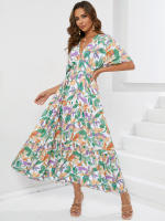NOVEDAD DE VERANO 2025, manga de murciélago para mujer, cintura en V profunda, estampado para vacaciones en la playa Ds - details 4