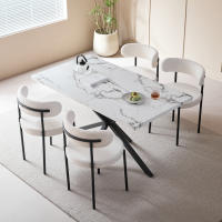 Mesa de comedor rectangular EGOONM, revestimiento superior de mármol de imitación, mesa de isla para comedor, restaurante, 4 ~ 6 asientos, 140x80cm - details 4