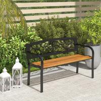 Banco Exterior de Jardín 2 Plazas Sillón de Madera y Marco de Acero Tamaño 127x56x80 cm - details 8