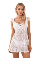 Vestido corto de encaje para mujer, minivestido con tirantes finos, Espalda descubierta, corte en A, fiesta, Y2K - details 5