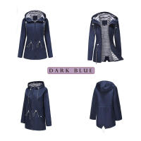Camiseta impermeable con capucha a rayas de manga larga para mujer, longitud media - details 4