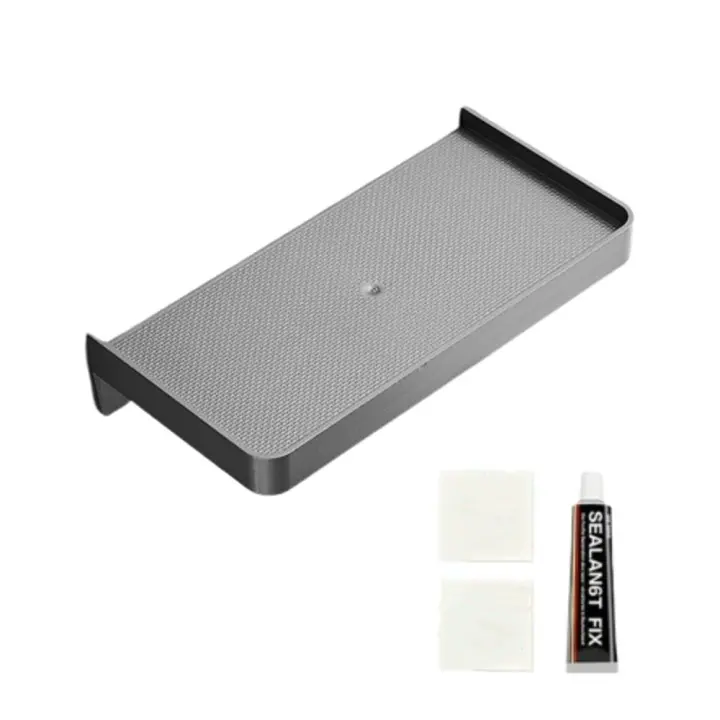 Soporte de papel para baño montado en la pared, estante multifunción sin perforaciones, bandeja para teléfono, cesta de ducha de plástico para baño - 1