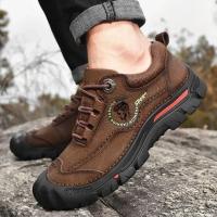 Zapatos De Senderismo Para Acampar Al Aire Libre, Zapatillas Deportivas De Cuero Genuino Para Hombre, Zapatos Informales De Viaje Para Hombre, Calzado Para Caminar Y Escalar - details 4