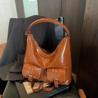 Mochilas con múltiples bolsillos de Color sólido estilo Y2K, bolso cruzado de cuero PU de gran capacidad, bolso de hombro, mochila para mujer - details 5