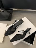 Hada francesa viento punta cabeza bolsa cabeza media zapatillas mujer usando nuevo tacón delgado arrugado zapatillas geniales - details 36
