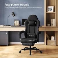 Silla de Oficina de Metal con Respaldar y Soporte Lumbar Asiento Amplio y Lleno de Cojín, Diseño de Malla Gris, GS11gr - details 34