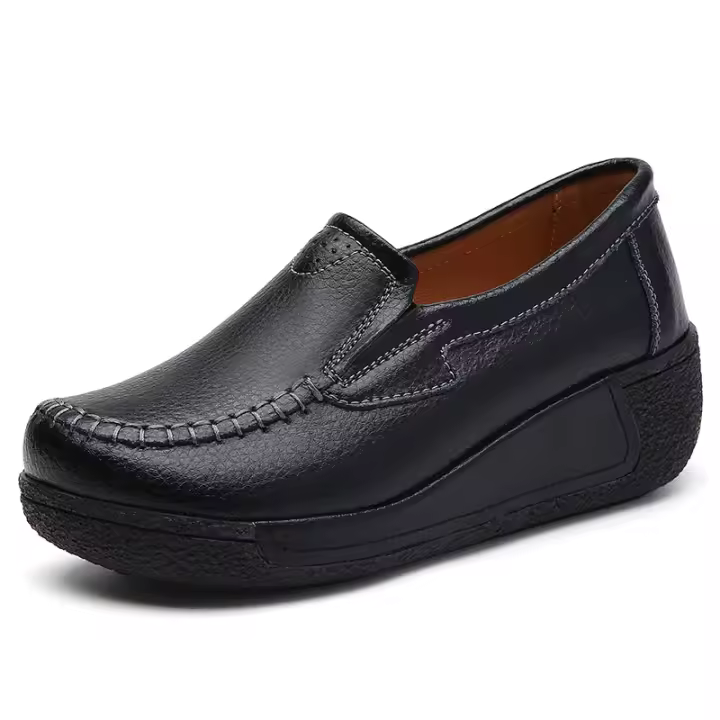 Mocasines sin cordones para mujer, cómodos, gruesos, suaves, con plataforma, zapatos casuales de negocios para caminar - 1