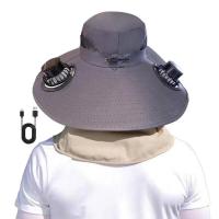 Sombrero de ventilador con panel solar, sombrero de cubo, ala ancha, protección UV, equipo deportivo al aire libre para mujeres, hombres, vacaciones en la playa, - details 3