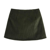 Minifalda de pana vintage para mujer, falda acampanada de cintura alta, elegante informal para oficina, otoño e invierno - details 1