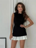 Minivestido plisado de retales para mujer, vestido corto elegante para ir al trabajo en la oficina, Vestidos ajustados sin mangas a la moda - details 2