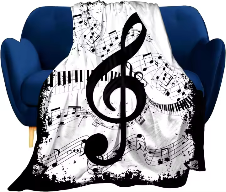 Nota musical abstracta con manta de piano, mantas de franela para sofá, cama, oficina, todas las estaciones - 1