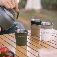 Taza de café de acero inoxidable, té, vino, picnic con tapa de taza, villa de camping ligera apilable al aire libre, 300ml/350ml - details 11