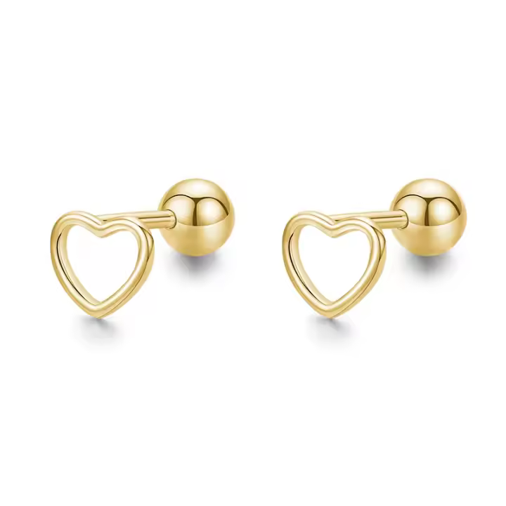 Pendientes Minimalistas de Esmalte de Plata Esterlina Diseño de Corazones y Estrellas - 1