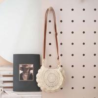 Bolso tejido con hilo de algodón con borde de flores, bolso cruzado de paja Retro ahuecado, bolso tejido de estilo étnico con perlas transpirables para uso diario - details 28