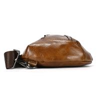 Bolso de pecho de cuero de vaca suave para hombres, paquete de pecho de cuero genuino, bandolera pequeña, bolso antirrobo, café - details 5