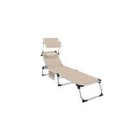 Set de 2X Tumbonas Jardín Exterior, Tumbonas Plegables con Reposacabezas, Parasol y Bolsillo Lateral, Tumbonas Playa Reclinables 4 Posiciones, Tumbona Piscina Resistente a Intemperie - Beige - details 9