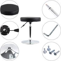 barbero Redondo Cuero PU Sala Consulta Sala Estar Barra Cocina Multifuncional Ajustable en Altura sin Respaldo Rosa - details 12