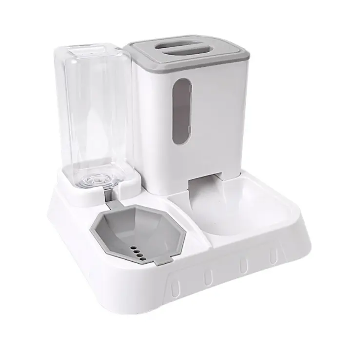 Comedero automático para mascotas y dispensador de agua – Cuenco de agua para alimentador de alimentos para perros y gatos de gran gravedad 2 en 1 – Fácil de limpiar, no necesita energía – Estación para mascotas duradera, antideslizante, para interiores y - 1