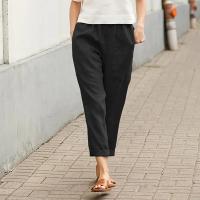 Pantalones Harem de Algodón Lineno Cintura Elástica, Bolsillo, Talla S-5XL - details 5