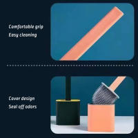 Cepillo de inodoro de silicona para el hogar, soporte de cepillo de limpieza resistente al desgaste, sin esquinas muertas para el baño - details 5