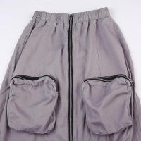 BUNO-Falda larga de cintura alta con cremallera para mujer, faldas Cargo informales con bolsillos grandes, abertura frontal, holgada, recta, Midi, ropa de calle, estilo Safari, 2025 - details 28