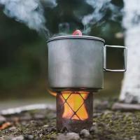 Estufa portátil de acero inoxidable con estante para Alcohol, parabrisas para acampar al aire libre y senderismo - details 4