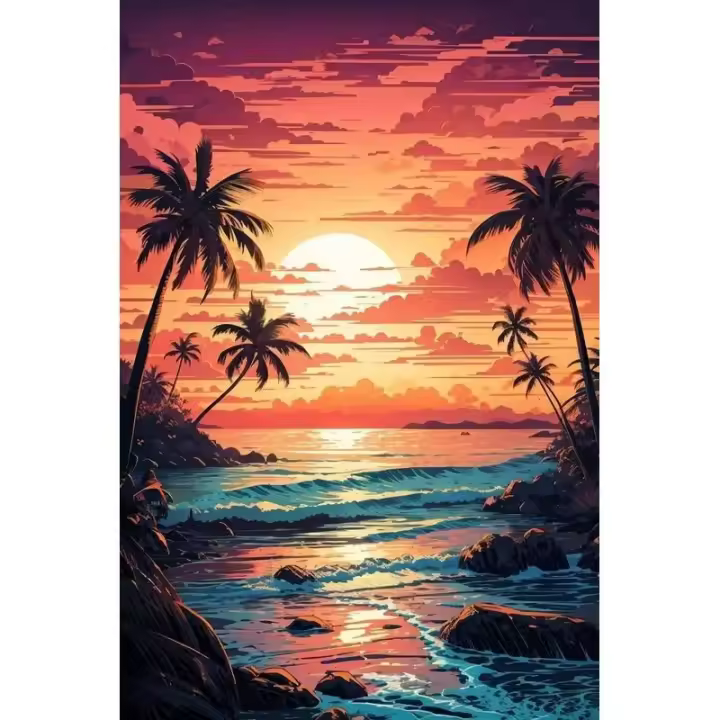 Paint By Numbers Ruopoty Kit de Pintura en Números de Paisaje de Sol de Lona para Decoración del Hogar Estilo Moderno Tamaño 40x50cm Producto Peligroso - 1