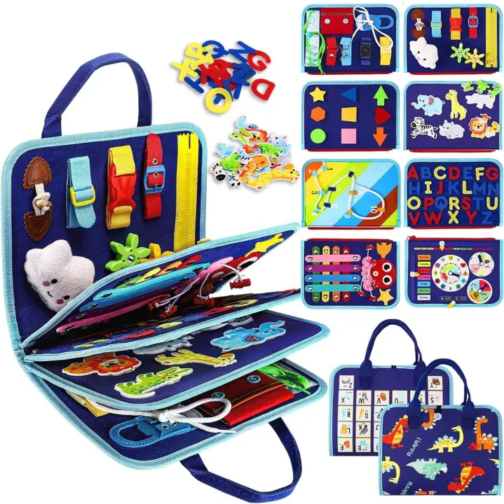 Tablero ocupado de fieltro para niños pequeños, tablero de aprendizaje de fieltro de juguete Montessori para niños pequeños, tablero de vestir transfronterizo - 1