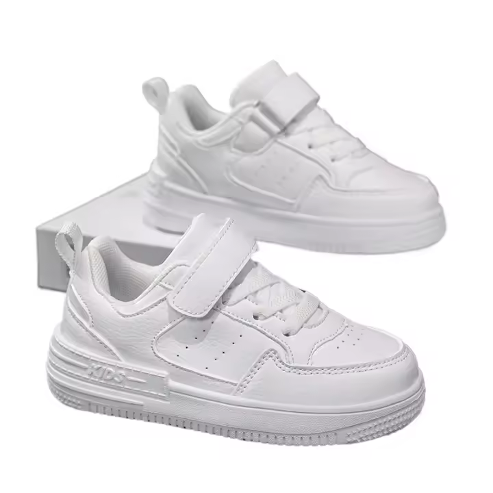 Zapatillas Blancas Nuevas 2025 Zapatos Deportivos para Niños Pequeños Estilo Universitario Velcro - 1