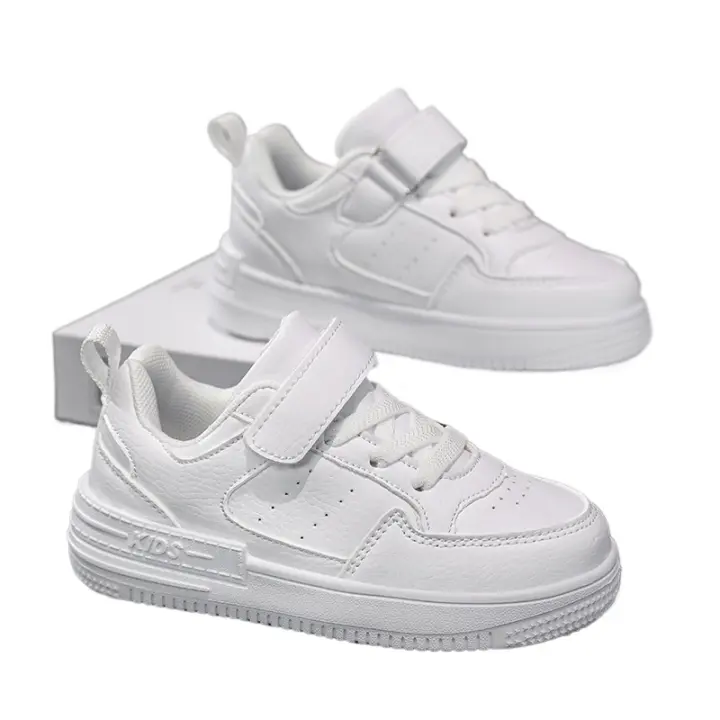 Zapatillas Blancas Nuevas 2025 Zapatos Deportivos para Niños Pequeños Estilo Universitario Velcro - 1