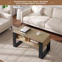 Mesa Centro Baja Mesa Auxiliar de 2 Niveles Mesita Lateral para Sofá Mesa de Café con Comodidades - details 15