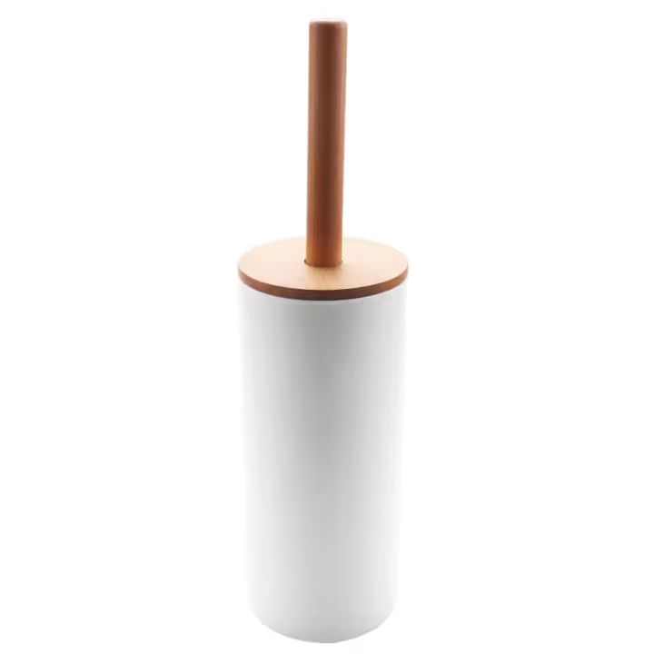 Juego de escobillas de inodoro de pie de bambú con Base, soporte de cepillo de baño, accesorios de WC - 1